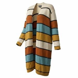 Anthropologie Do Everything In Love Striped Open MIDI Cardigan SZ L
